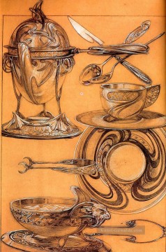  19 Kunst - Studies 1902 crayon Guaschgemälde Tschechisch Jugendstil Alphonse Mucha